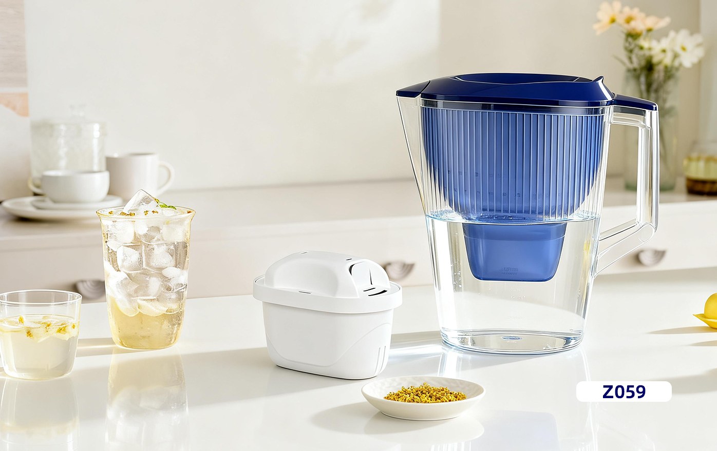 Pitcher replacement water filter cartridge