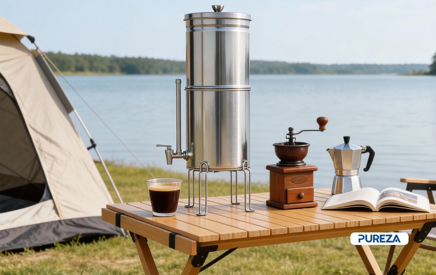 Stainless steel gravity water filter system