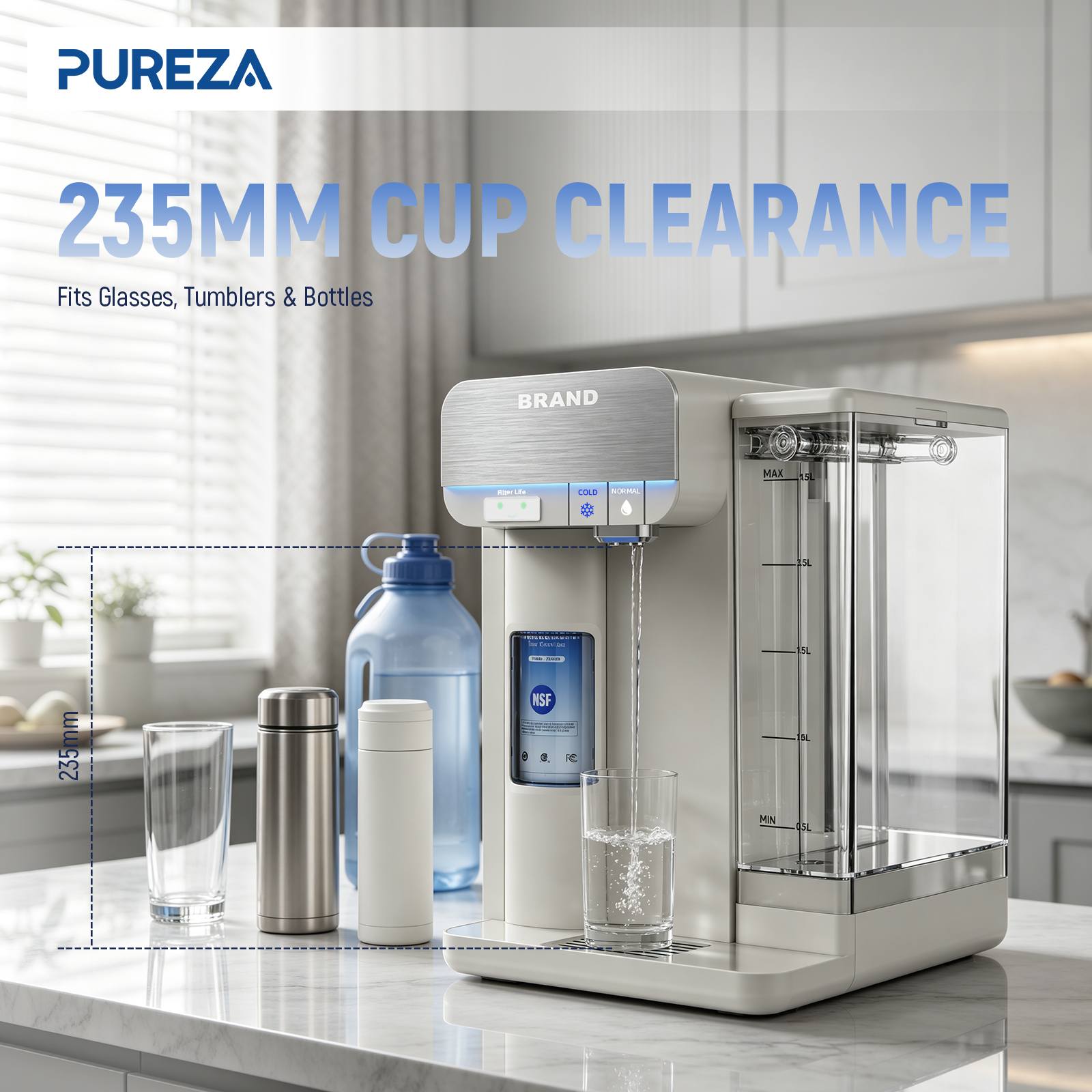 235 mm Cup-Height Clearance